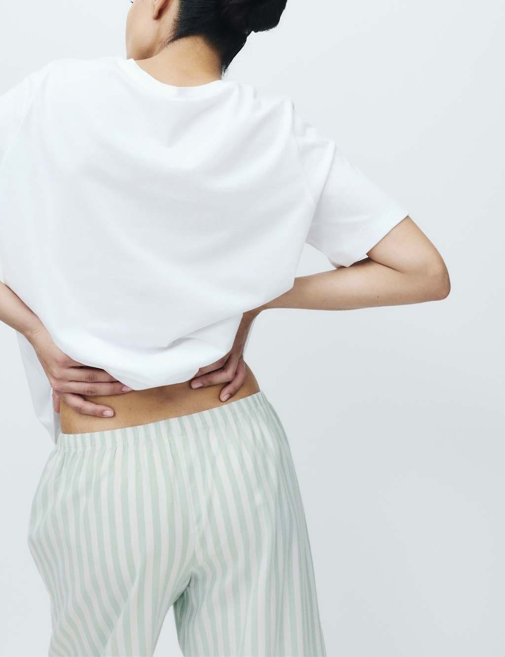 Marks & Spencer M&S Pure Cotton Pyjama Set With Woven Bottoms Yellow - 5