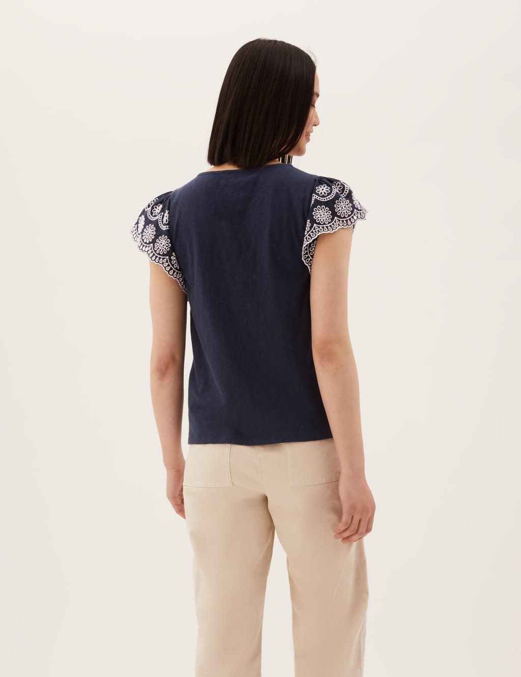 Marks & Spencer M&S Pure Cotton Embroidered Sleeveless Vest Navy - 4