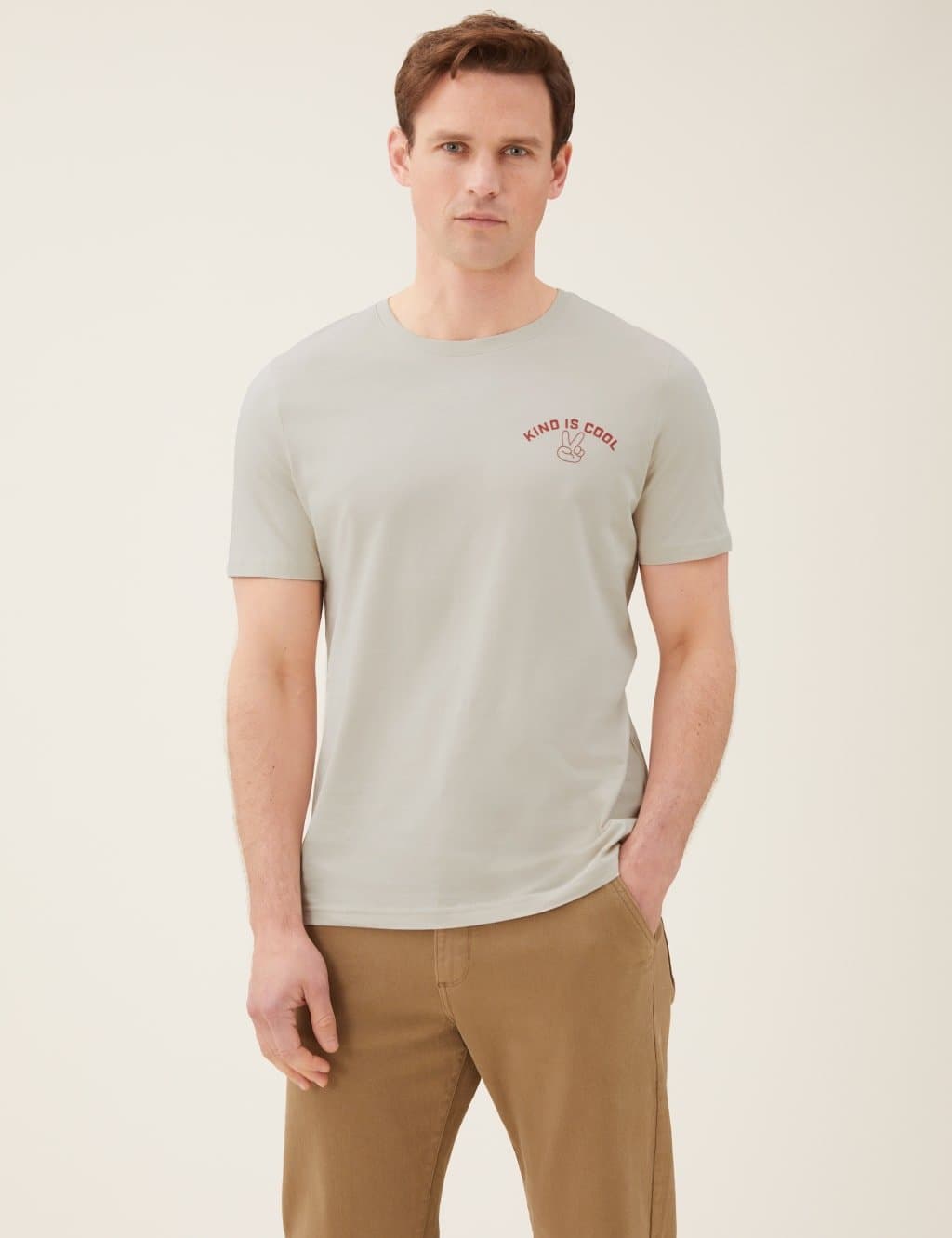 Marks & Spencer M&S Pure Cotton Kind Is Cool Graphic T-Shirt Ecru - 2