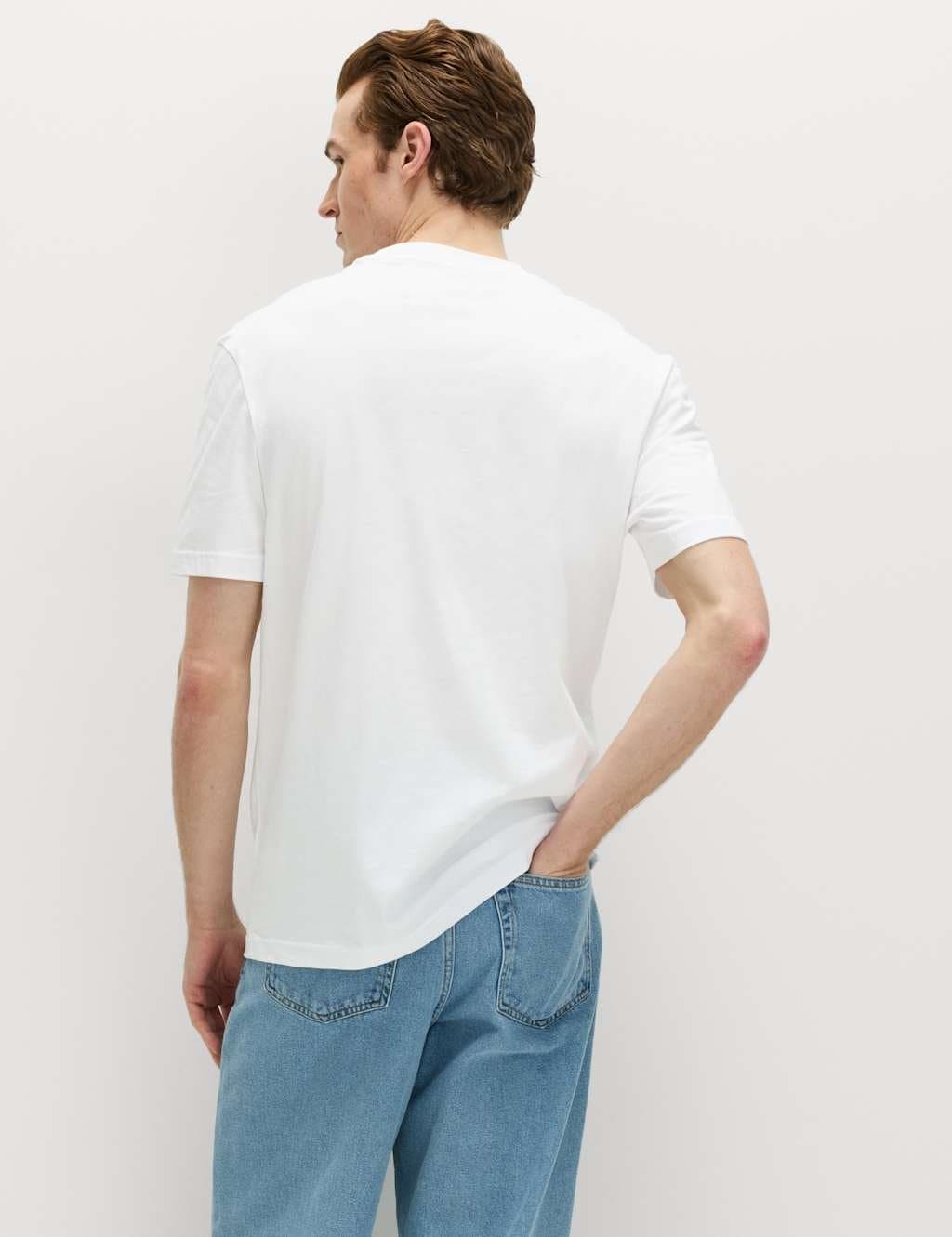 Marks & Spencer M&S Pure Cotton St Tropez Graphic T-Shirt White - 3