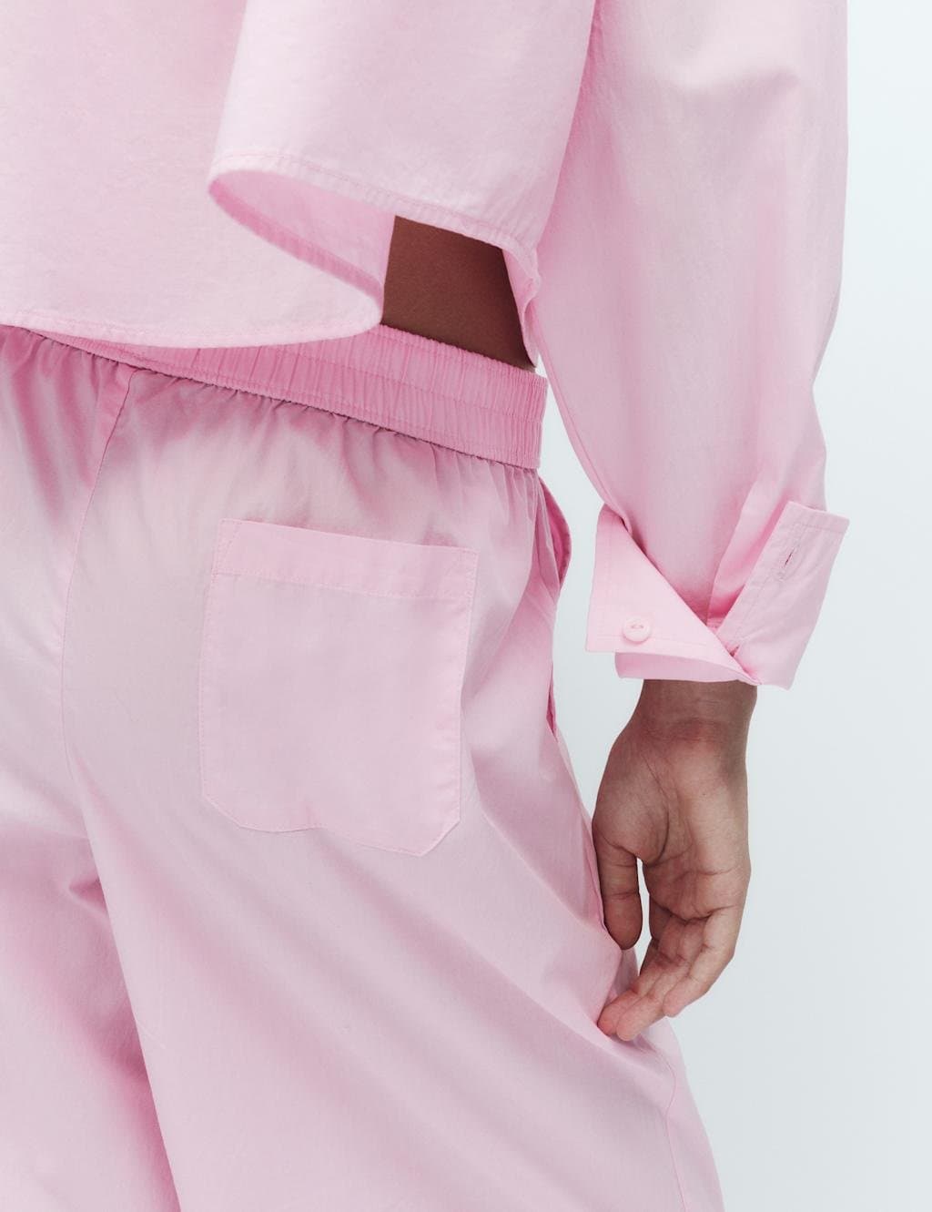 Marks & Spencer M&S Pure Cotton Wide Leg Pyjama Bottoms Pink - 2