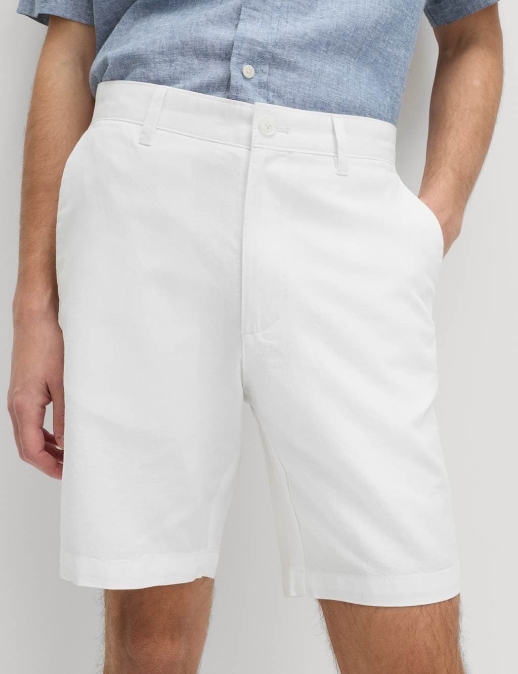 Marks & Spencer M&S Linen Blend Chino Shorts White