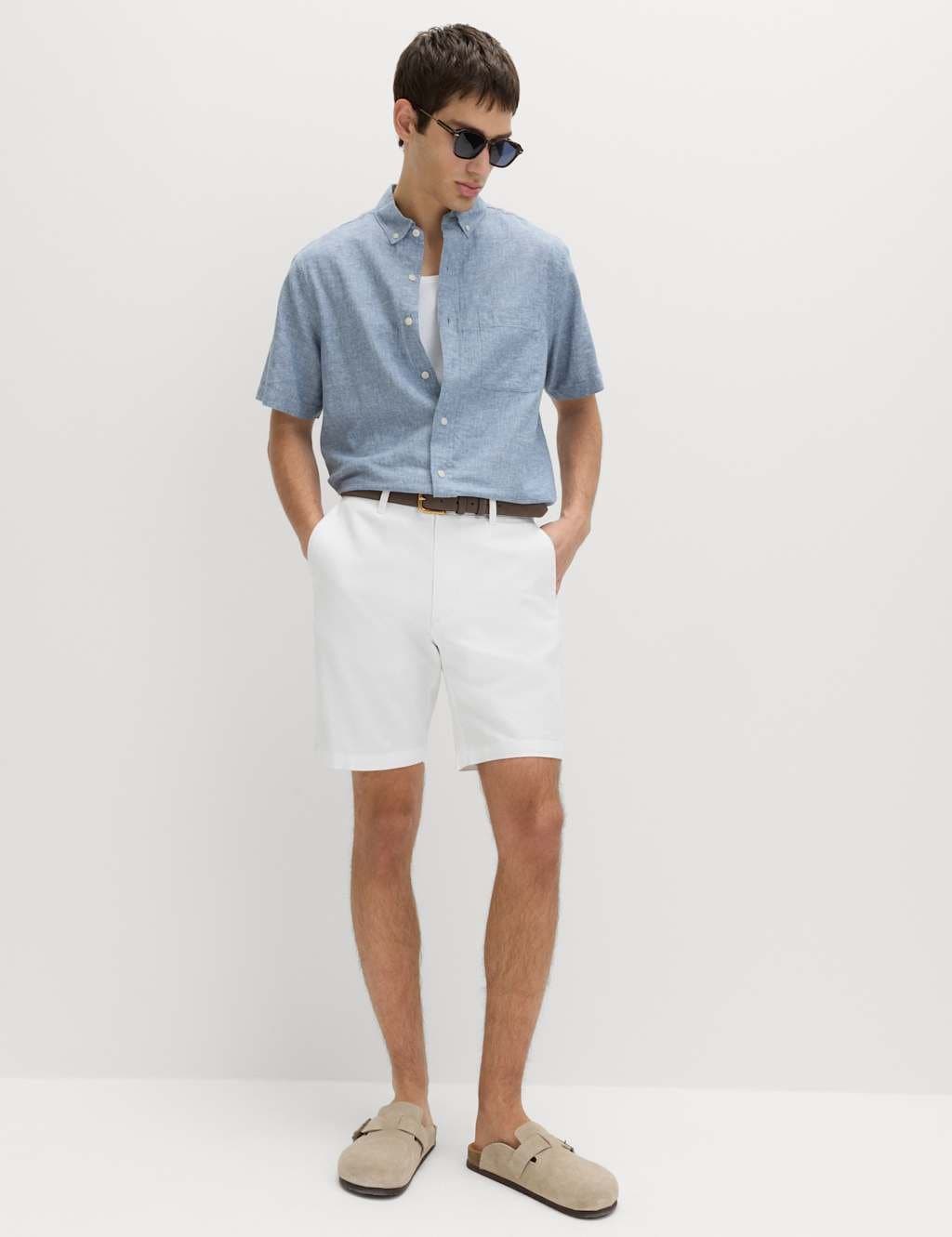 Marks & Spencer M&S Linen Blend Chino Shorts White - 2