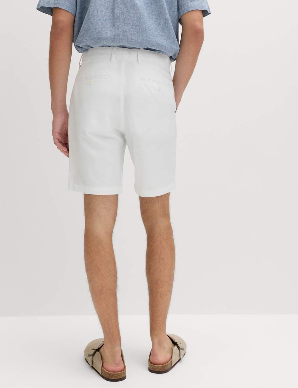 Marks & Spencer M&S Linen Blend Chino Shorts White - 3