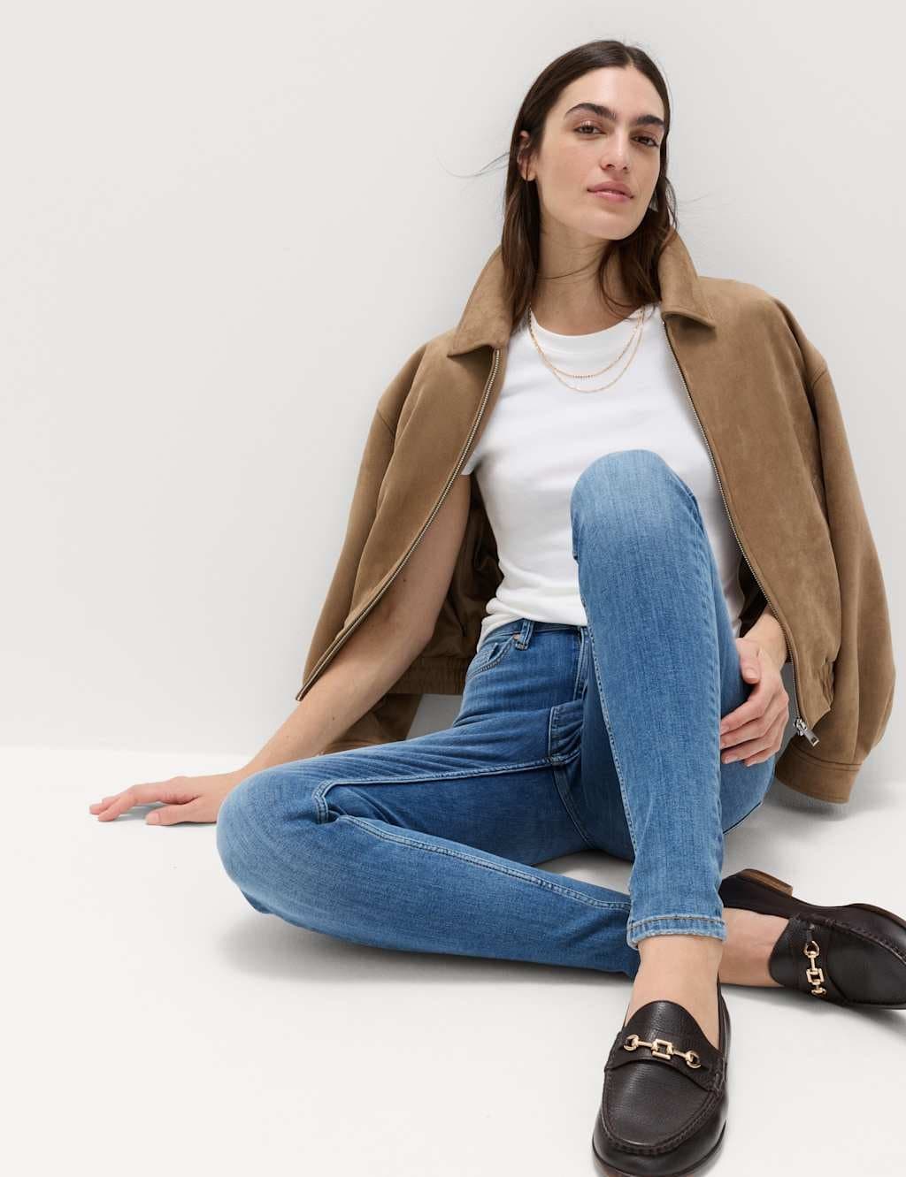 Marks & Spencer M&S Ivy Supersoft High Waisted Skinny Jeans Light Indigo - 2