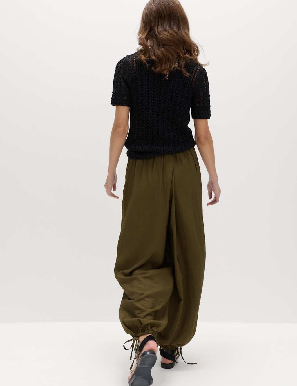 Marks & Spencer M&S Balloon Trousers Dark Olive - 3