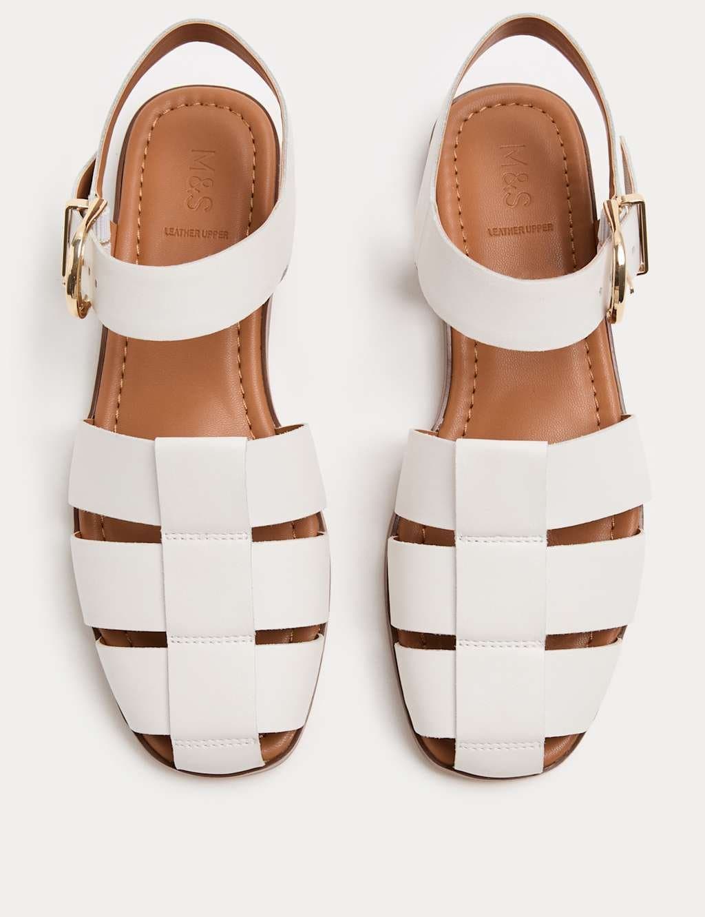 Marks & Spencer M&S Leather Buckle Flat Fisherman Sandals White