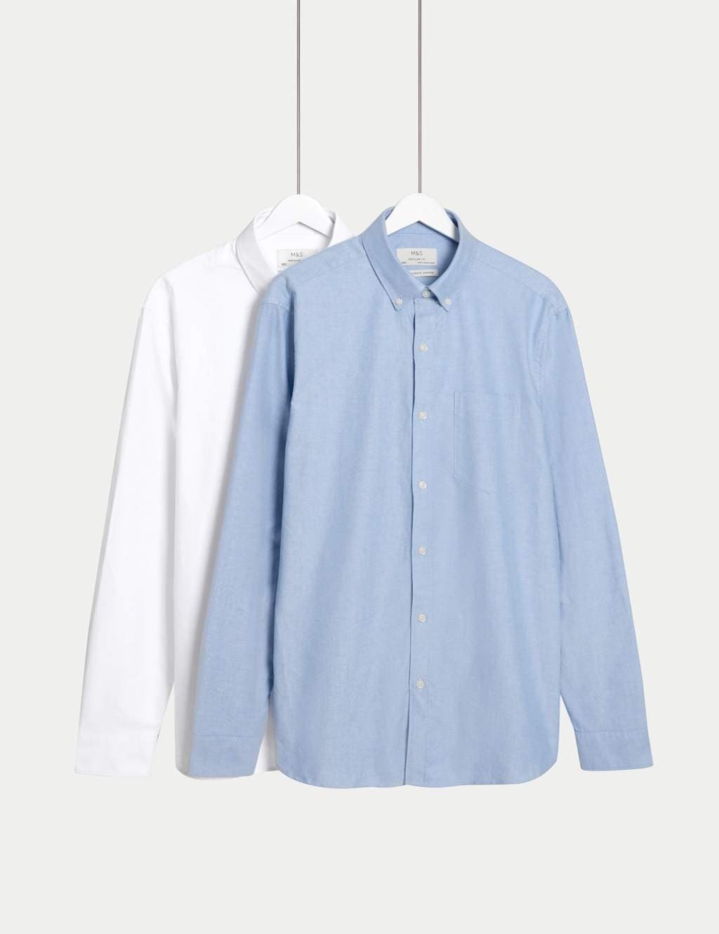 Marks & Spencer M&S Ultimate 2 Pack Regular Fit Pure Cotton Oxford Shirts Light Blue Mix