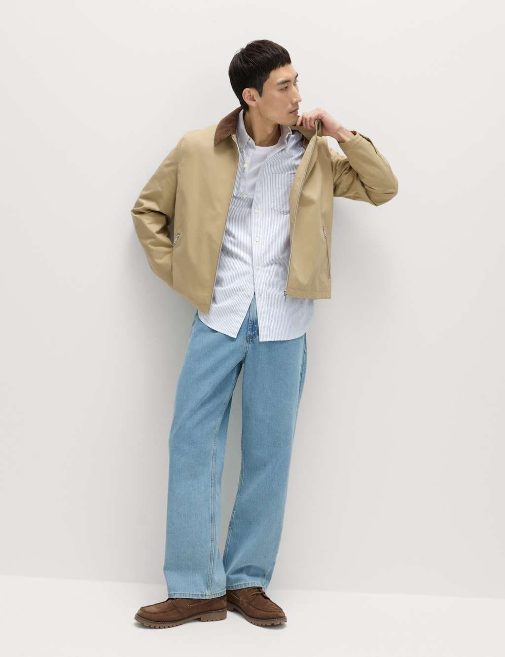 Marks & Spencer M&S Ultimate Pure Cotton Striped Oxford Shirt Blue Mix - 4