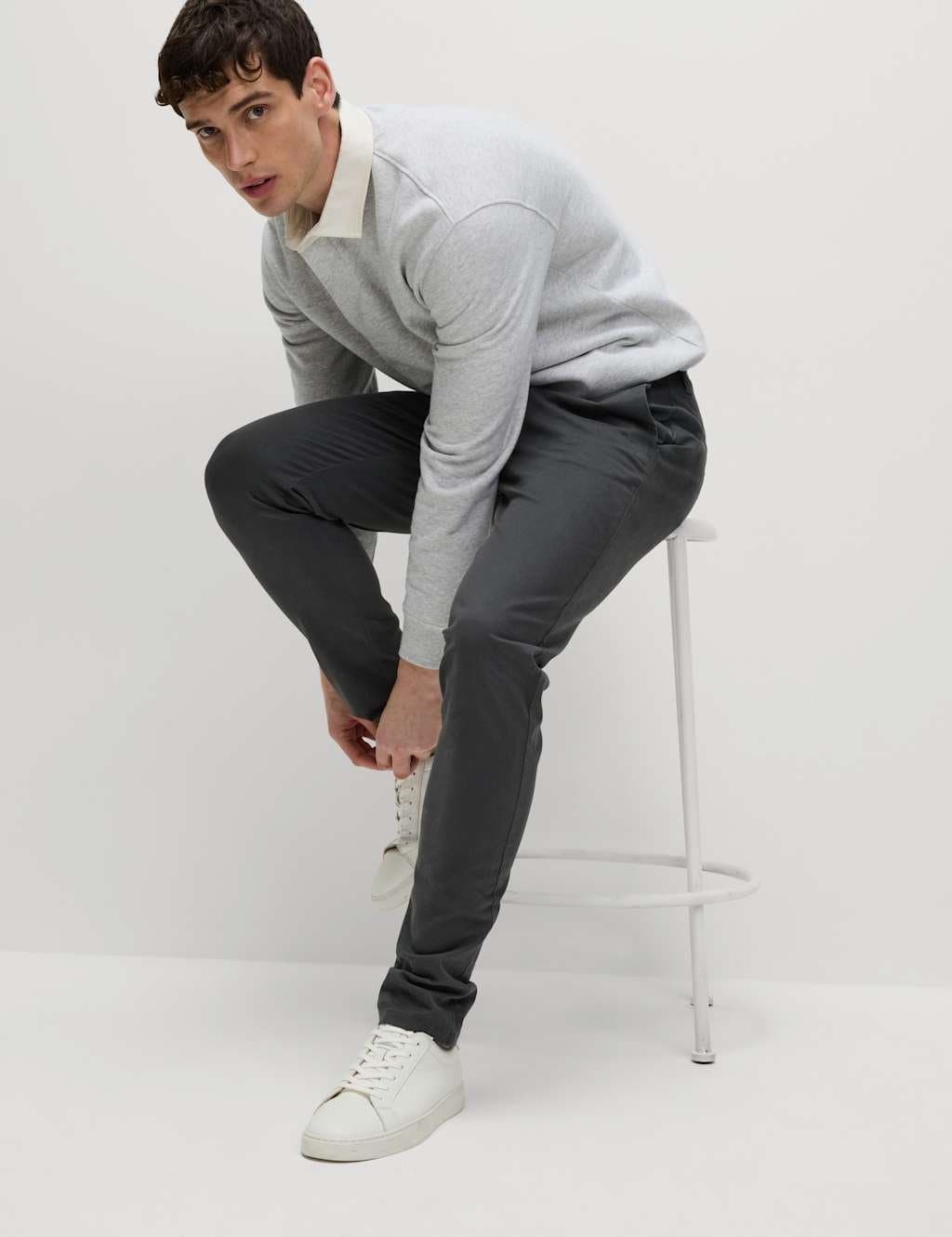 Marks & Spencer M&S Skinny Fit Stretch Chinos Dark Pewter