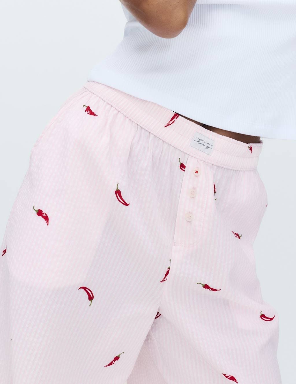 Marks & Spencer M&S Cotton Modal Seersucker Chilli Pyjama Bottoms Pink Mix - 2