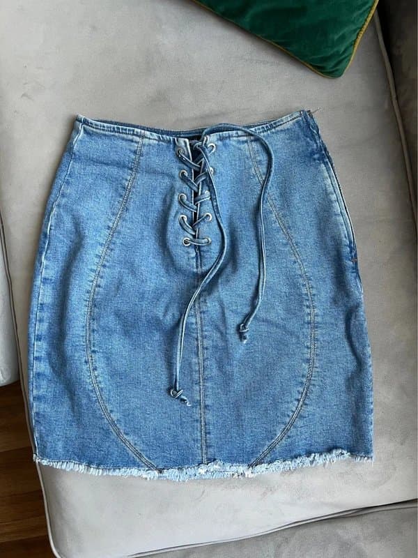 ASOS Asos luxe lace up denim skirt