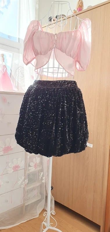 Luxe High waist velvet bubble mini skirt