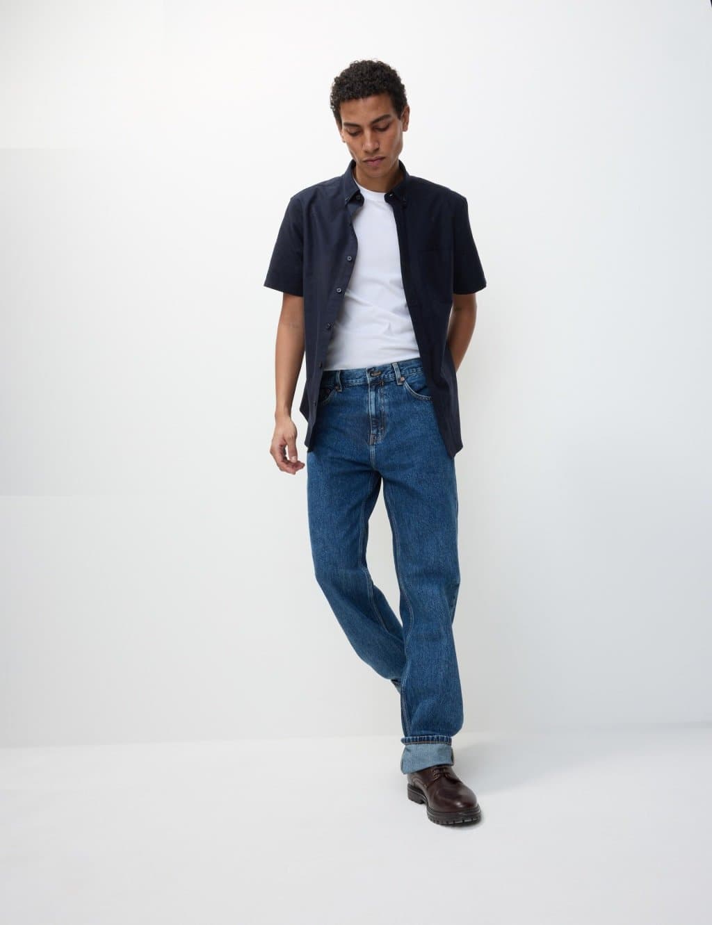 Marks & Spencer M&S Ultimate Pure Cotton Oxford Shirt Navy - 3