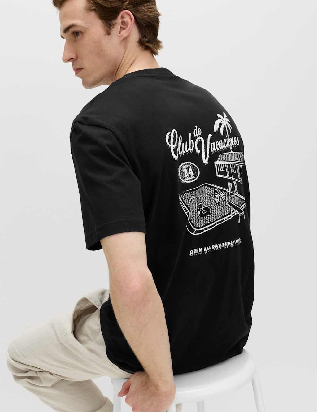 Marks & Spencer M&S Pure Cotton Club De Vacaciones T-Shirt Black - 3