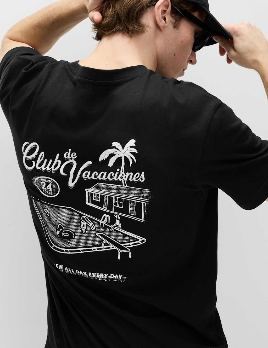 Marks & Spencer M&S Pure Cotton Club De Vacaciones T-Shirt Black - 5