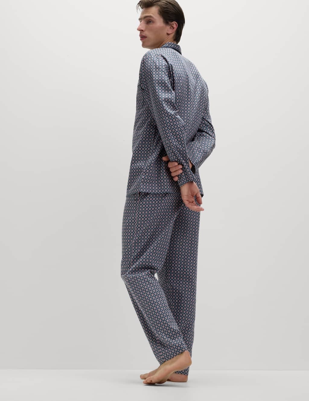 Marks & Spencer M&S Pure Cotton Mosaic Pyjama Set Blue Mix - 3