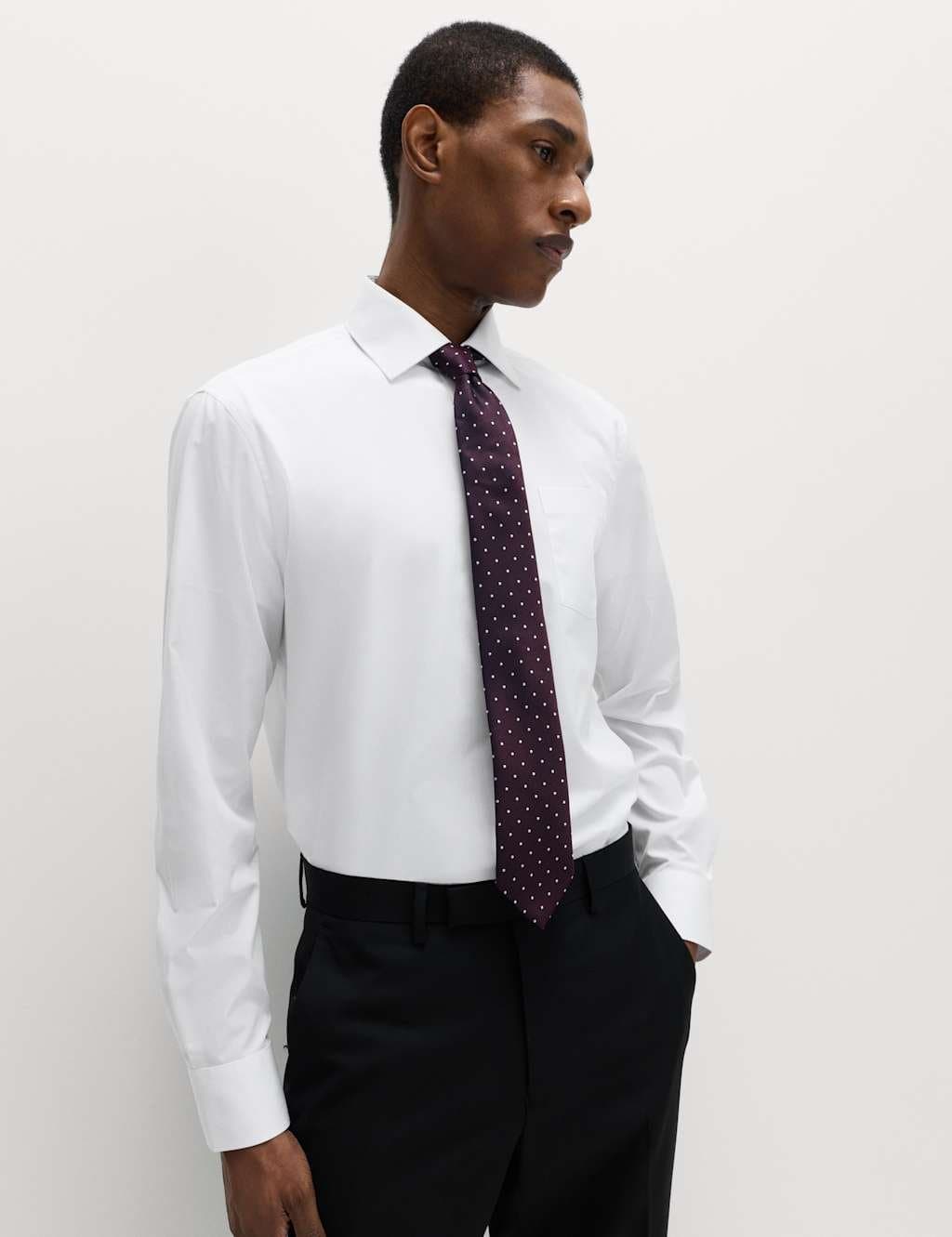 Marks & Spencer M&S 2 Pack Slim Fit Easy Iron Cotton Blend Shirts White Mix