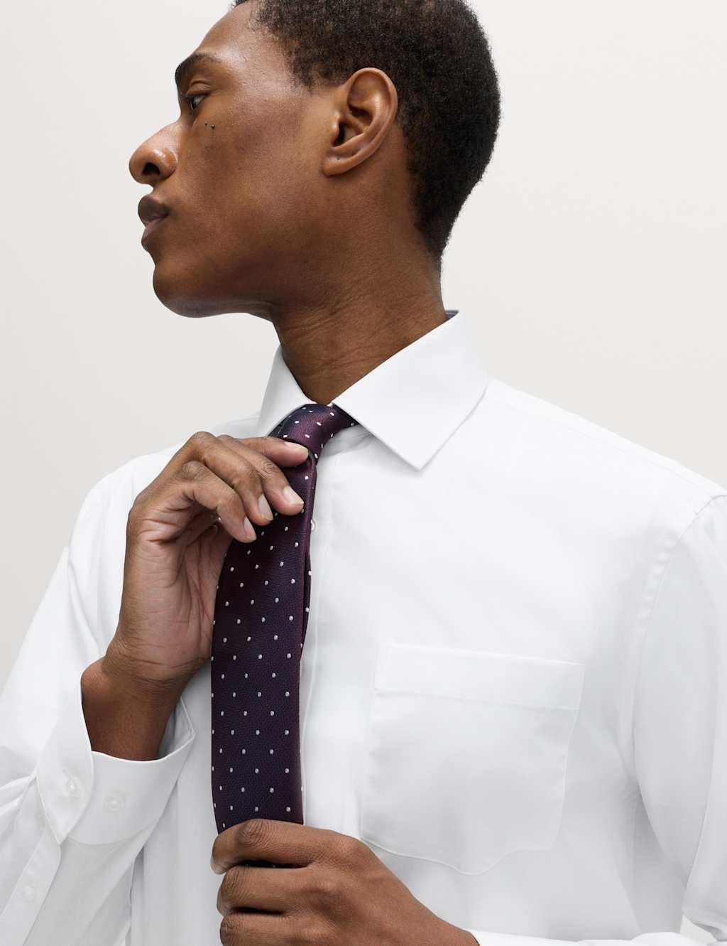 Marks & Spencer M&S 2 Pack Slim Fit Easy Iron Cotton Blend Shirts White Mix - 3