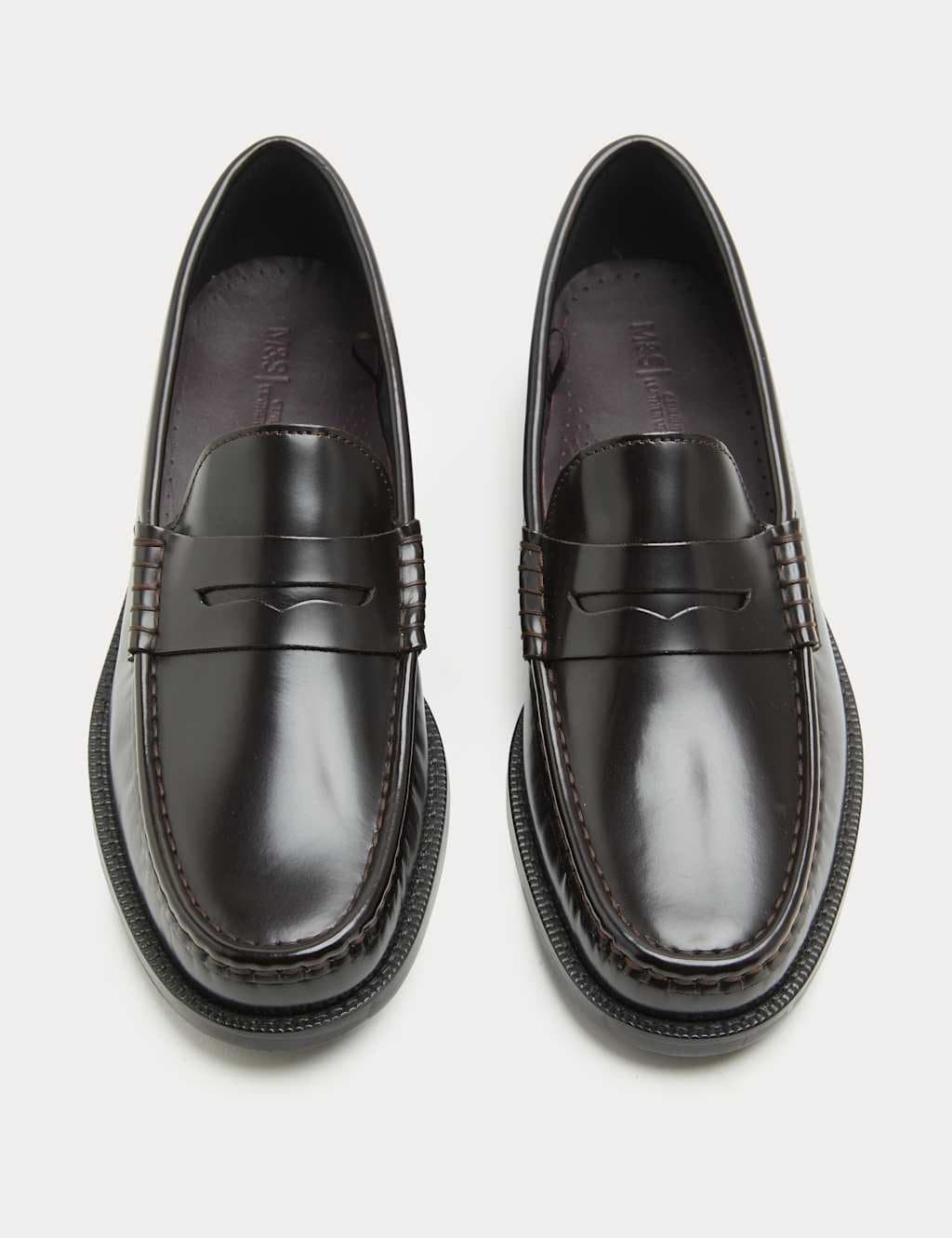 Marks & Spencer M&S Leather Penny Loafers Burgundy