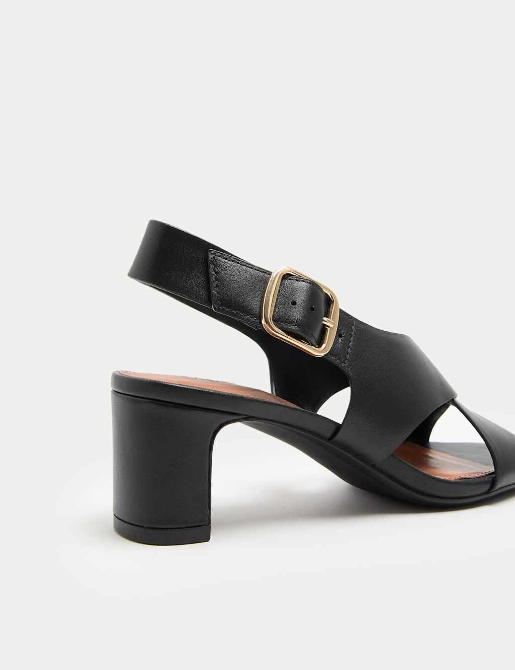 Marks & Spencer M&S Leather Crossover Block Heel Sandals Black - 2