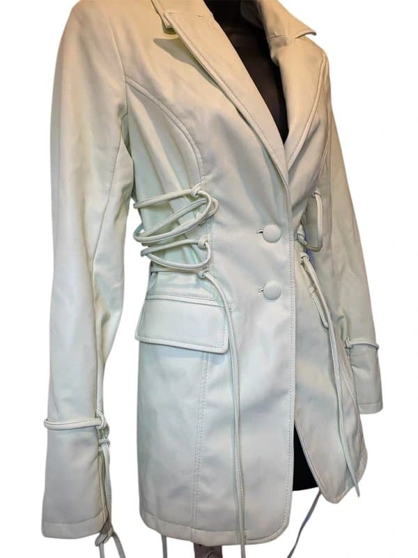 ASOS ASOS Luxe leather look suit set lace up detail in lime