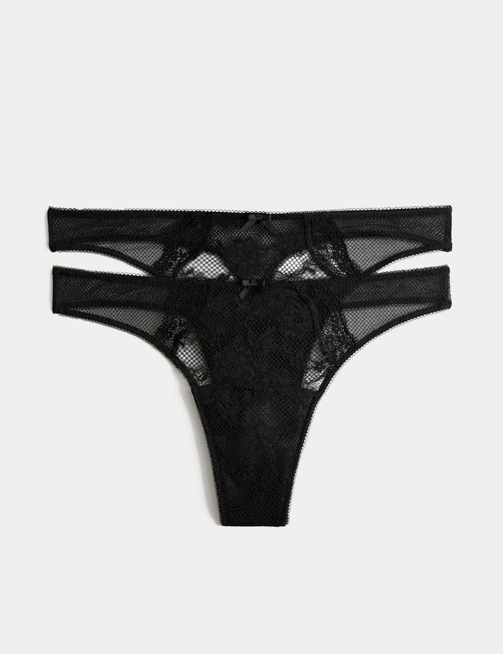 Marks & Spencer M&S 2 Pack Jasmine Lace Period Thongs Black