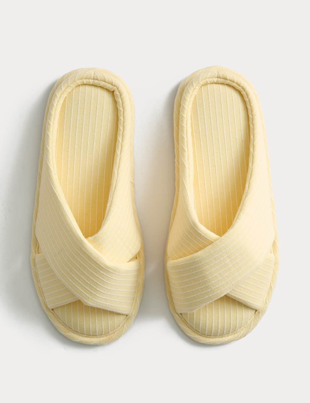Marks & Spencer M&S Striped Crossover Strap Open Toe Slippers Yellow