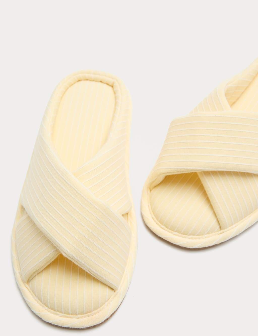 Marks & Spencer M&S Striped Crossover Strap Open Toe Slippers Yellow - 2