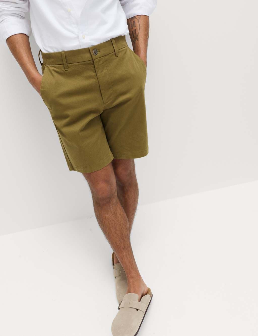 Marks & Spencer M&S Regular Fit Stretch Chino Shorts Olive
