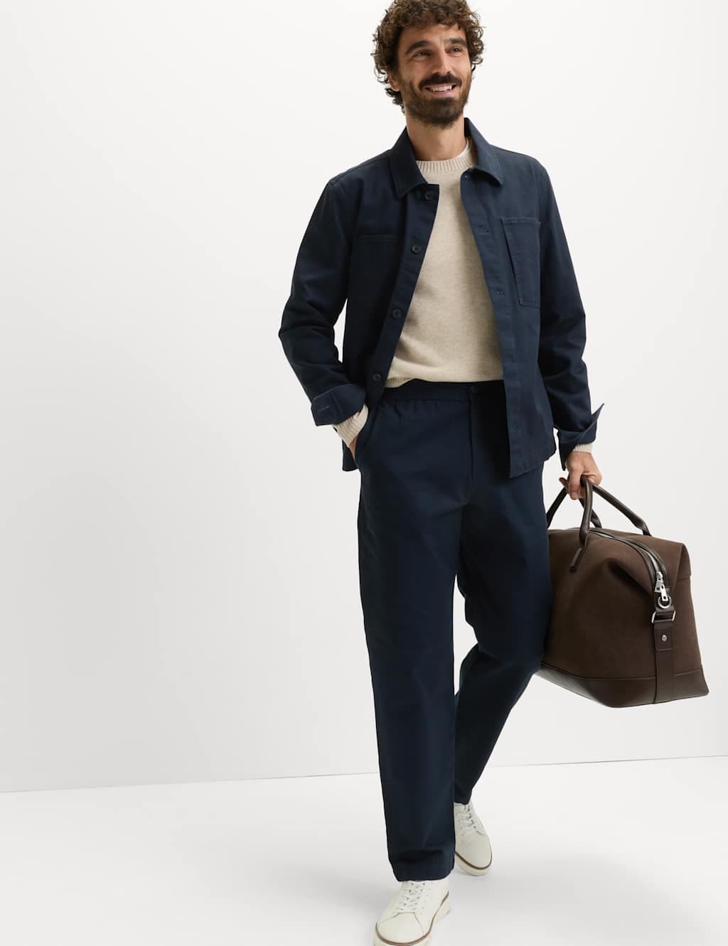 Marks & Spencer M&S Pure Cotton Herringbone Overshirt​ Dark Navy - 2