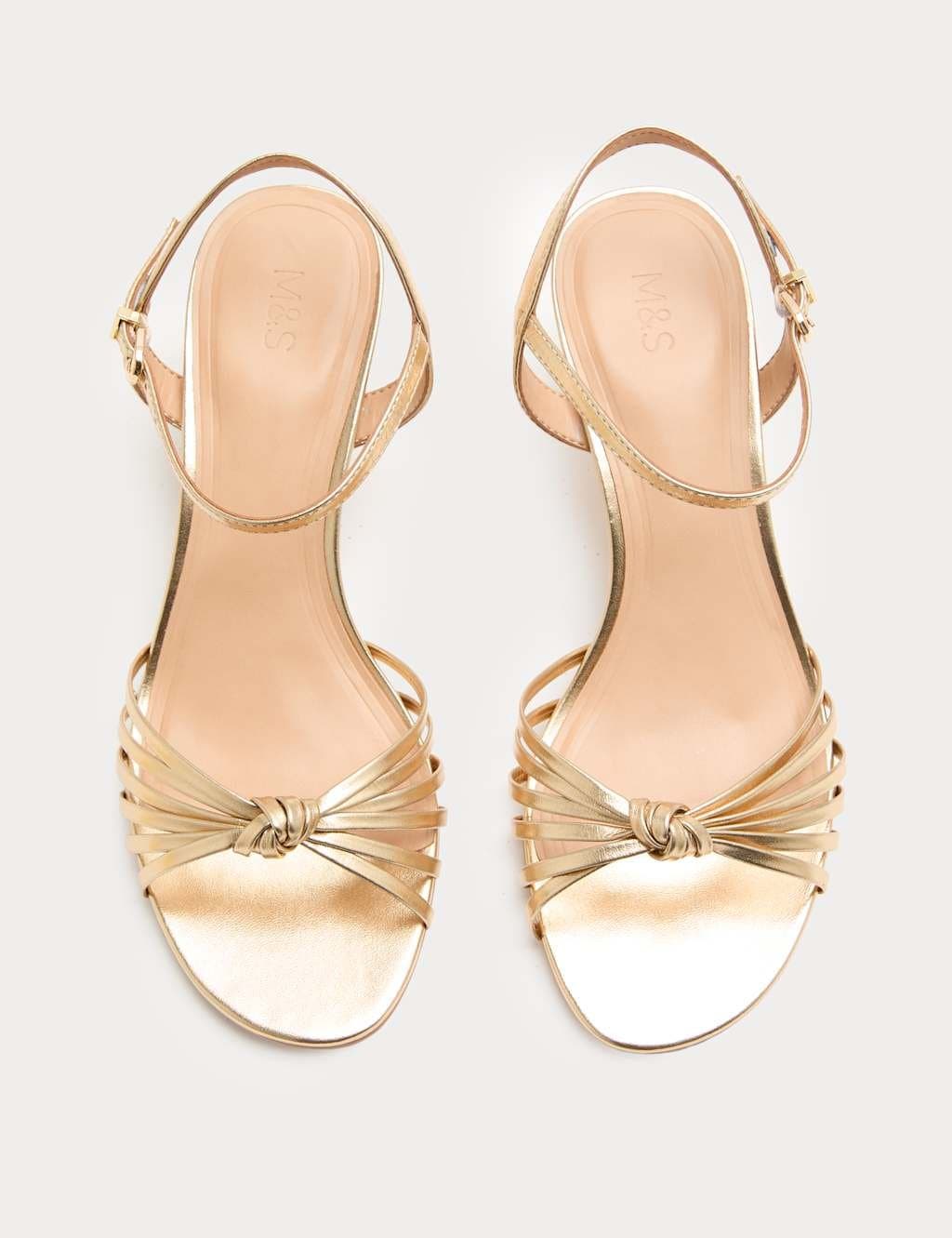Marks & Spencer M&S Knot Strappy Stiletto Heel Sandals Gold