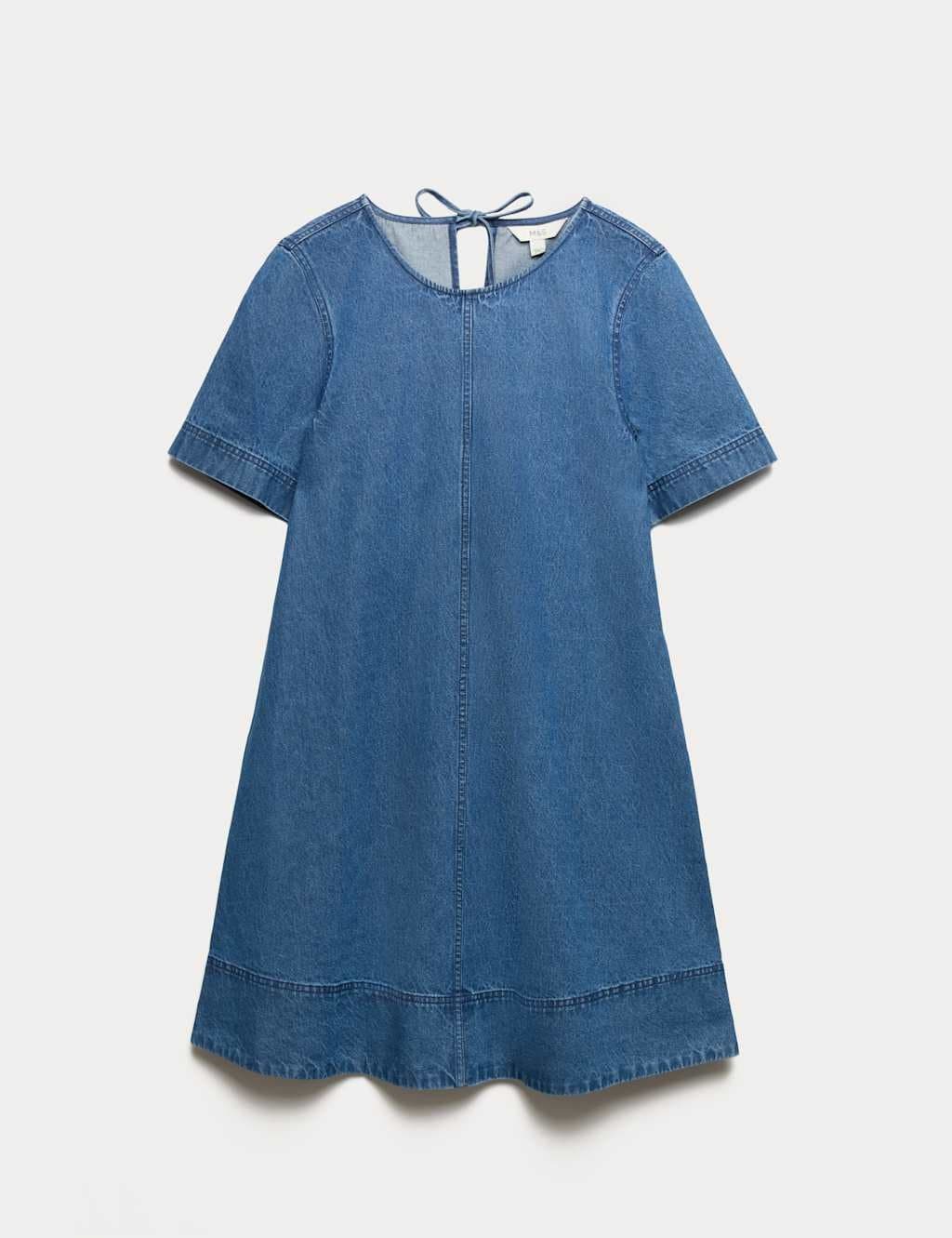 Marks & Spencer M&S Pure Cotton Denim Mini Shift T-Shirt Dress Medium Indigo
