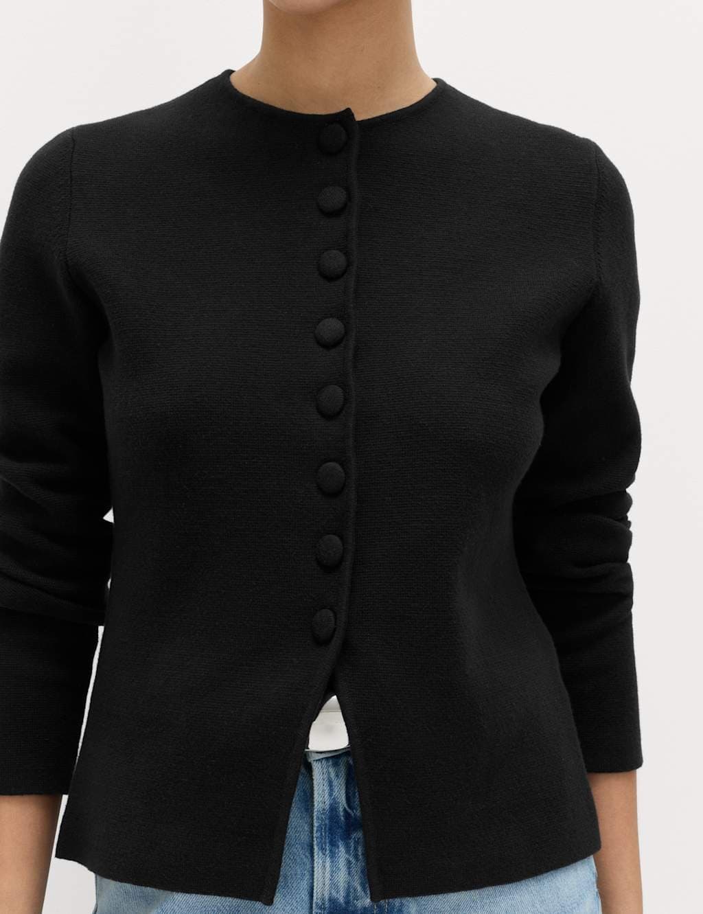 Marks & Spencer M&S Cotton Rich Slim Fit Knitted Jacket Black - 3