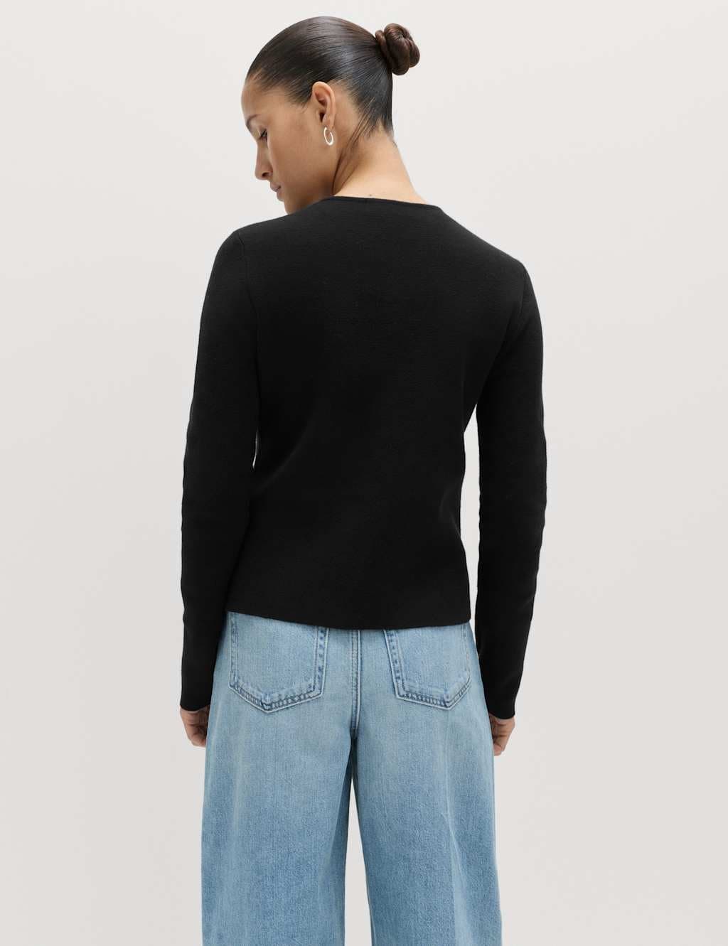 Marks & Spencer M&S Cotton Rich Slim Fit Knitted Jacket Black - 5