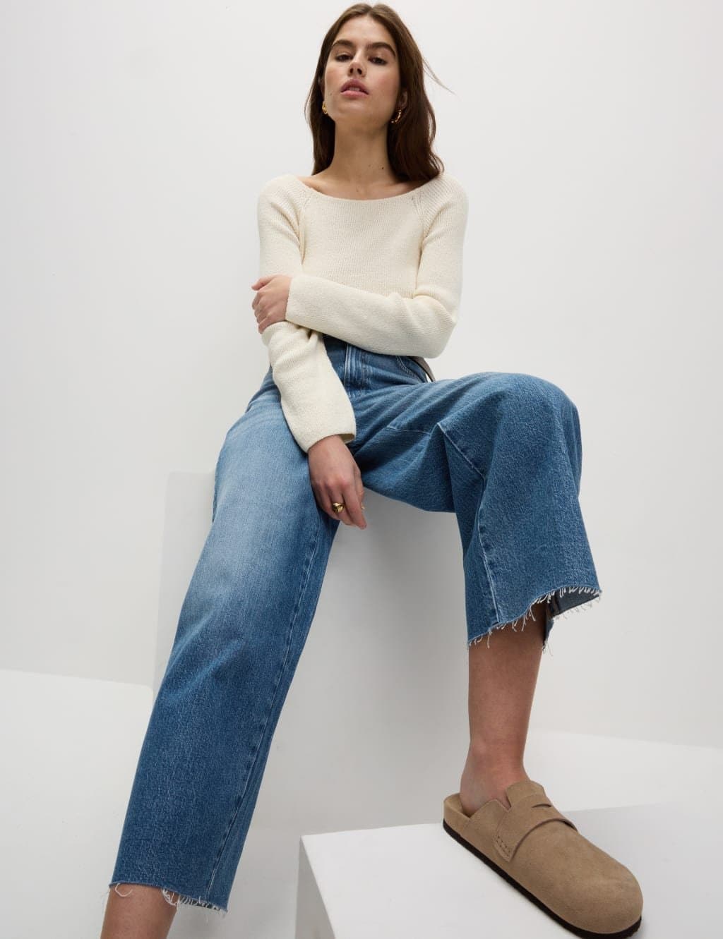 Marks & Spencer M&S Wide Leg Cropped Jeans Medium Indigo - 3