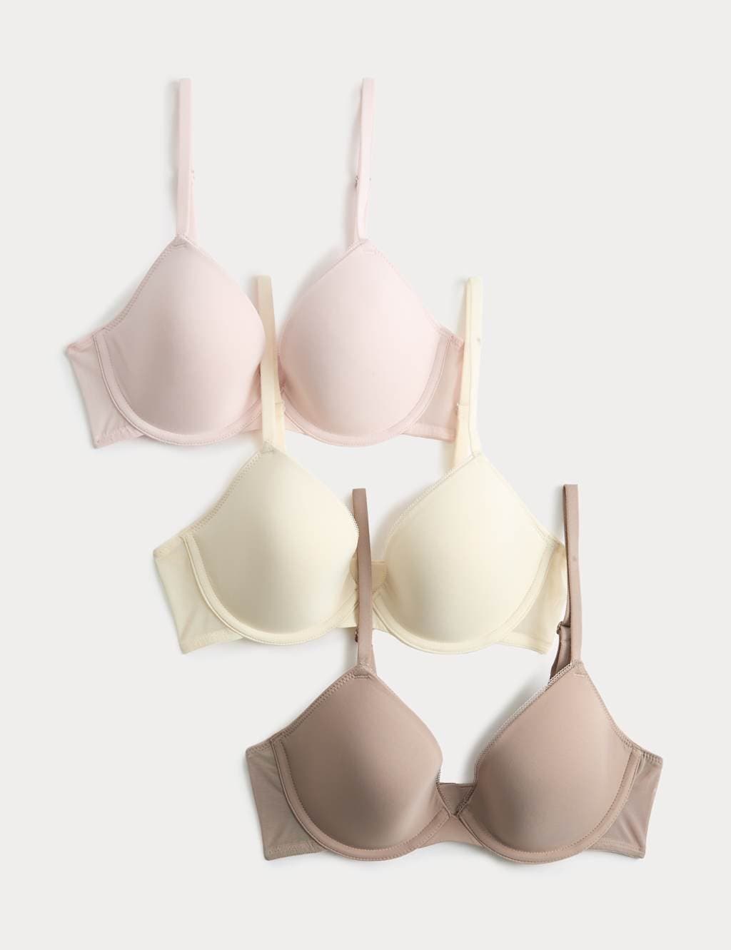 Marks & Spencer M&S 3 Pack Wired Plunge Bras (A-E) Pink Mix