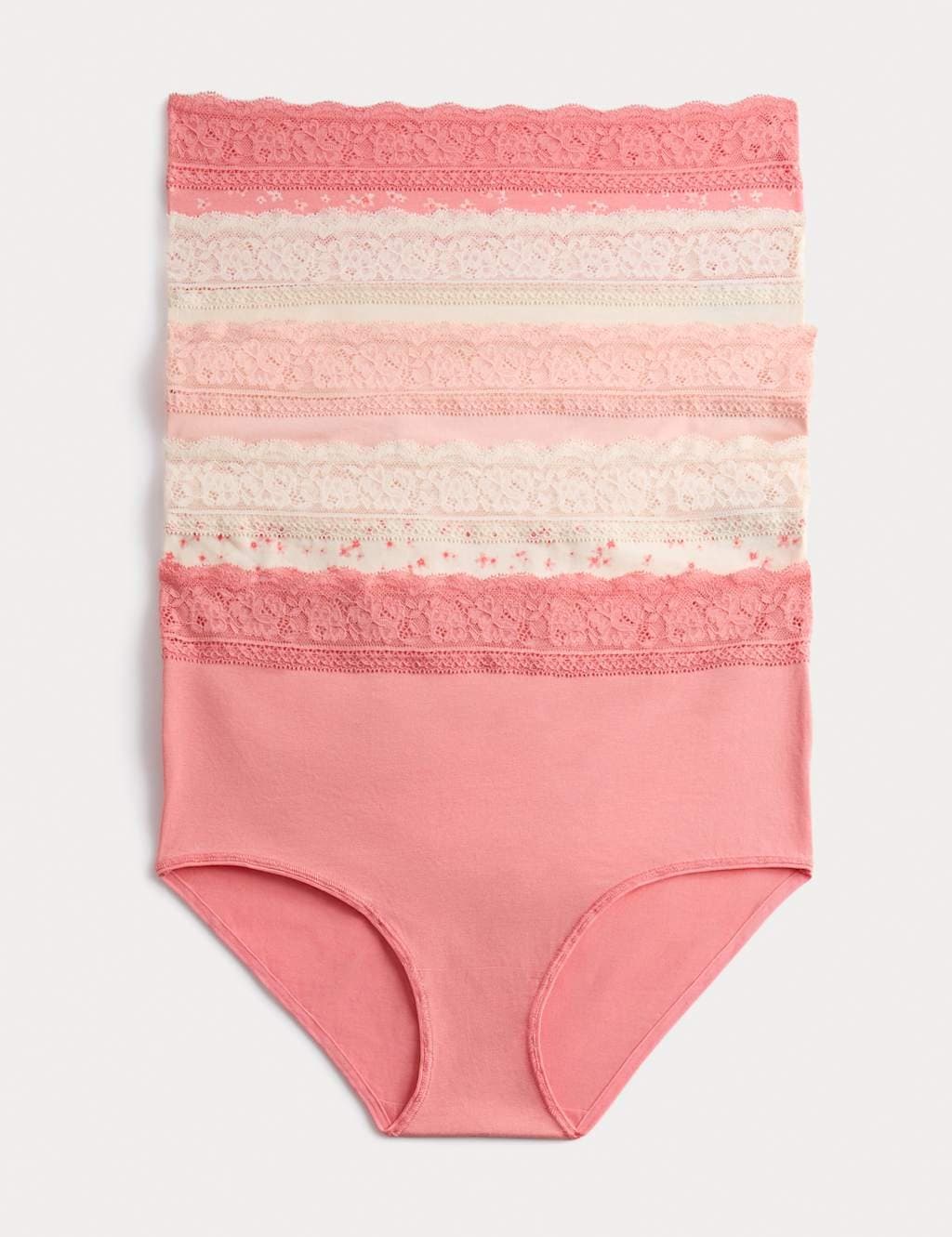 Marks & Spencer M&S 5pk Cotton Rich Printed Full Briefs Coral