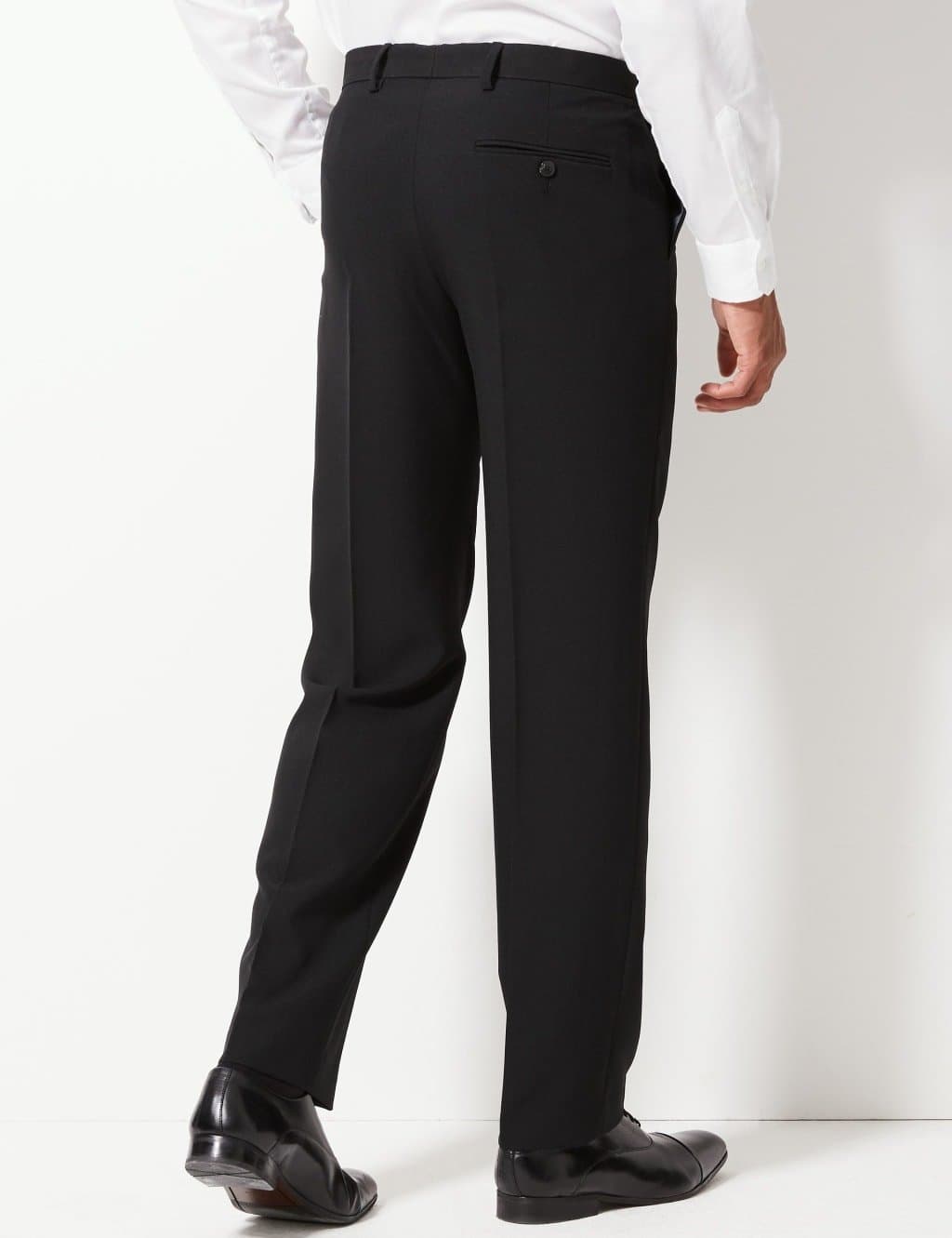 Marks & Spencer M&S Regular Fit Single Pleated Trousers Black - 3