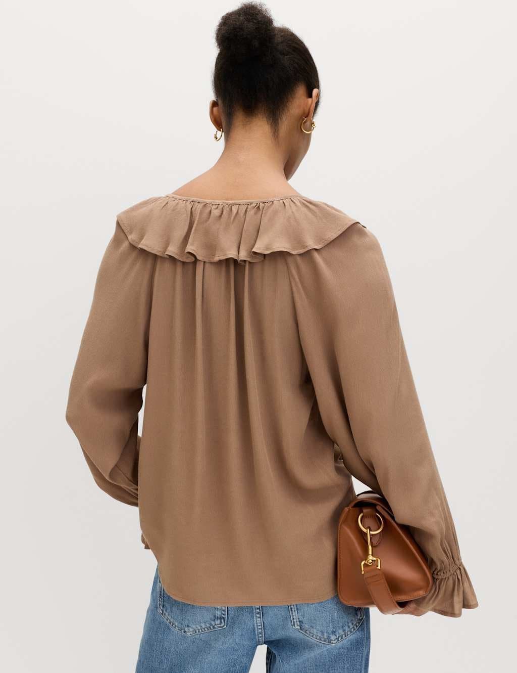 Marks & Spencer M&S Frill Detail Blouse Golden Brown - 2