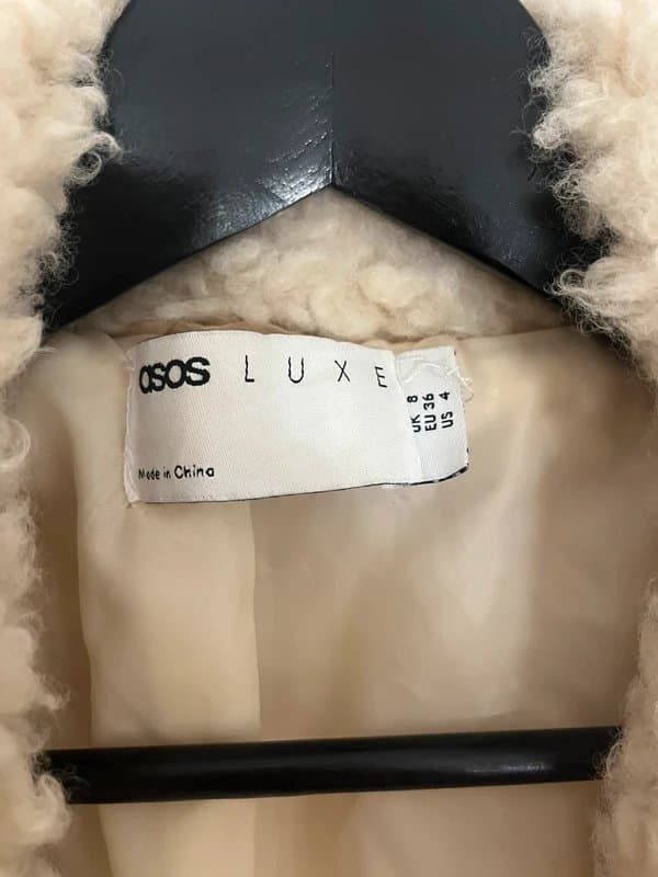 ASOS ASOS Luxe Cream Teddy Long Fur Coat with Leather Belt