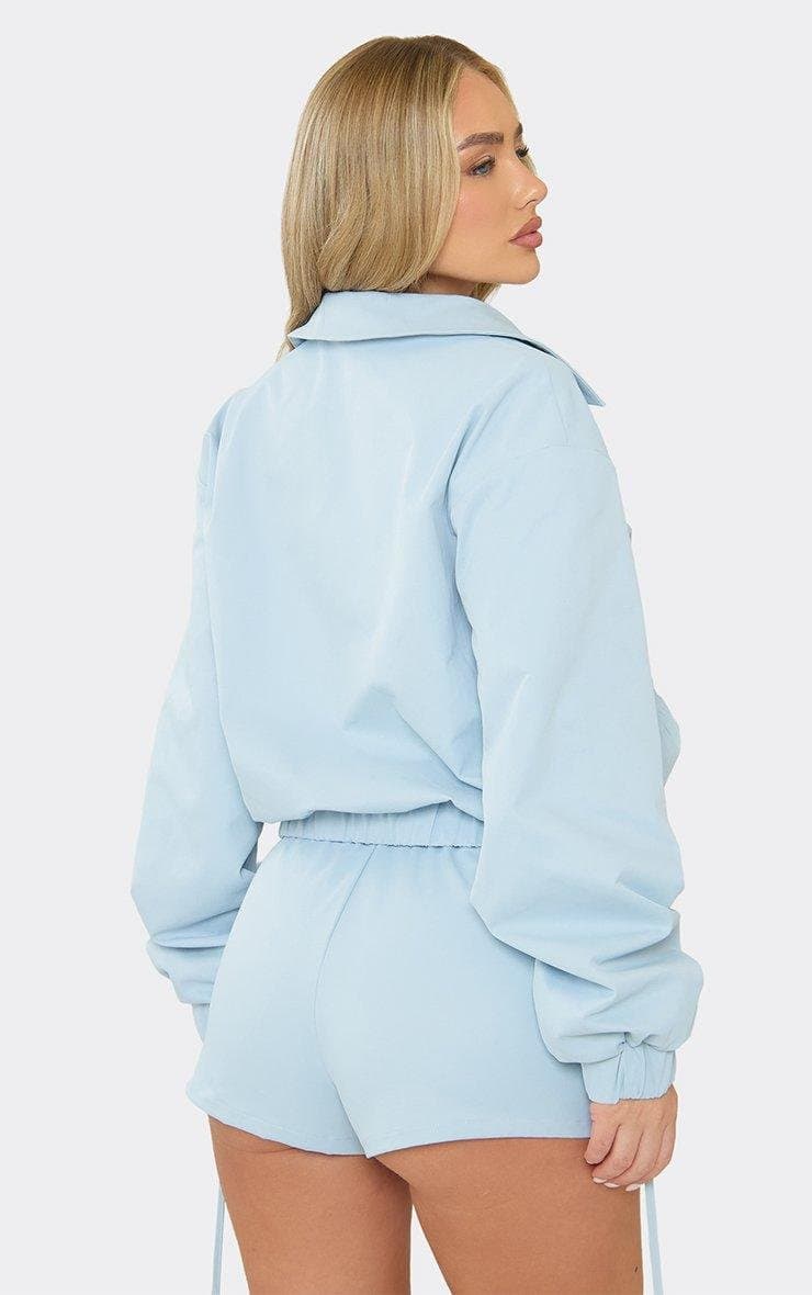 EGO Long Sleeve Ruched Pocket Detail Collared Jacket In Blue, Women's Size UK 6 - 2