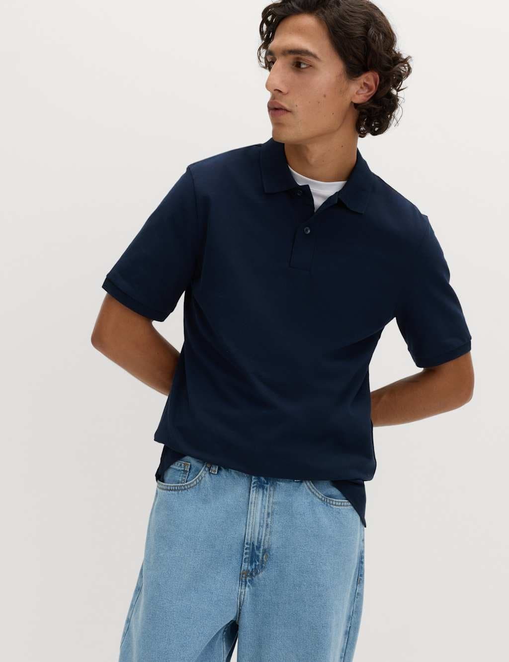 Marks & Spencer M&S Ultimate Regular Fit Pique Polo Shirt Dark Navy