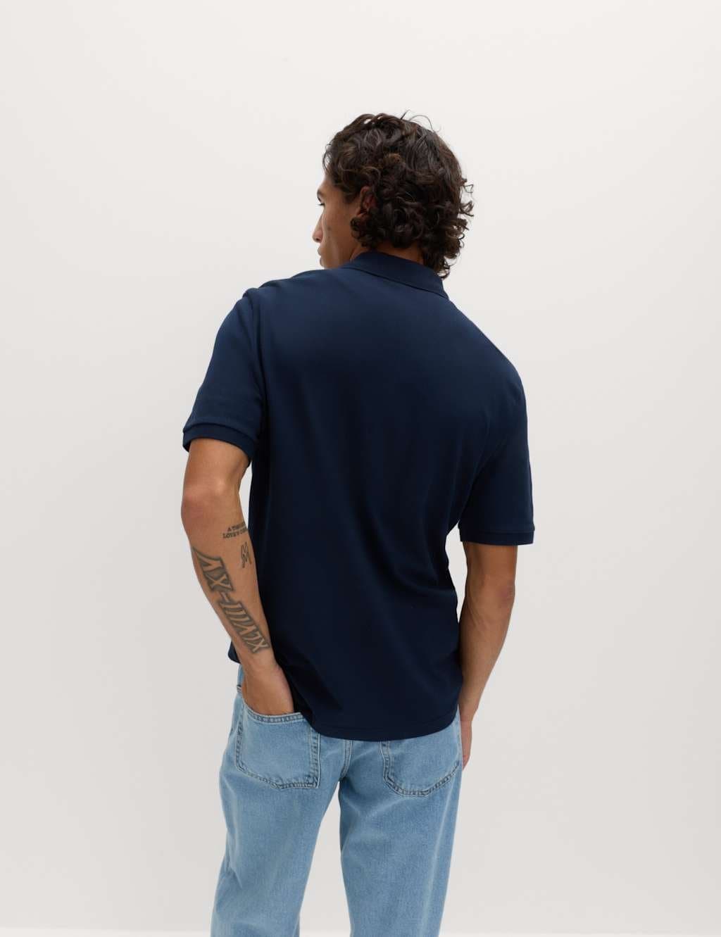 Marks & Spencer M&S Ultimate Regular Fit Pique Polo Shirt Dark Navy - 4