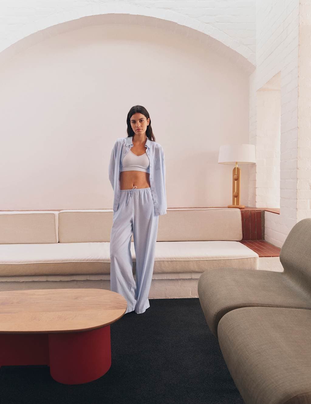 Marks & Spencer M&S Pure Cotton Chambray Lounge Shirt Blue