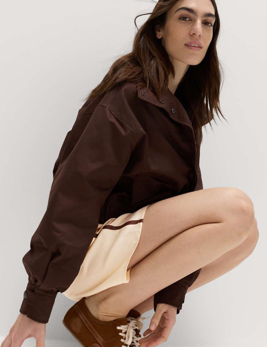 Marks & Spencer M&S Side Stripe Longline Shorts with Linen Ecru - 5