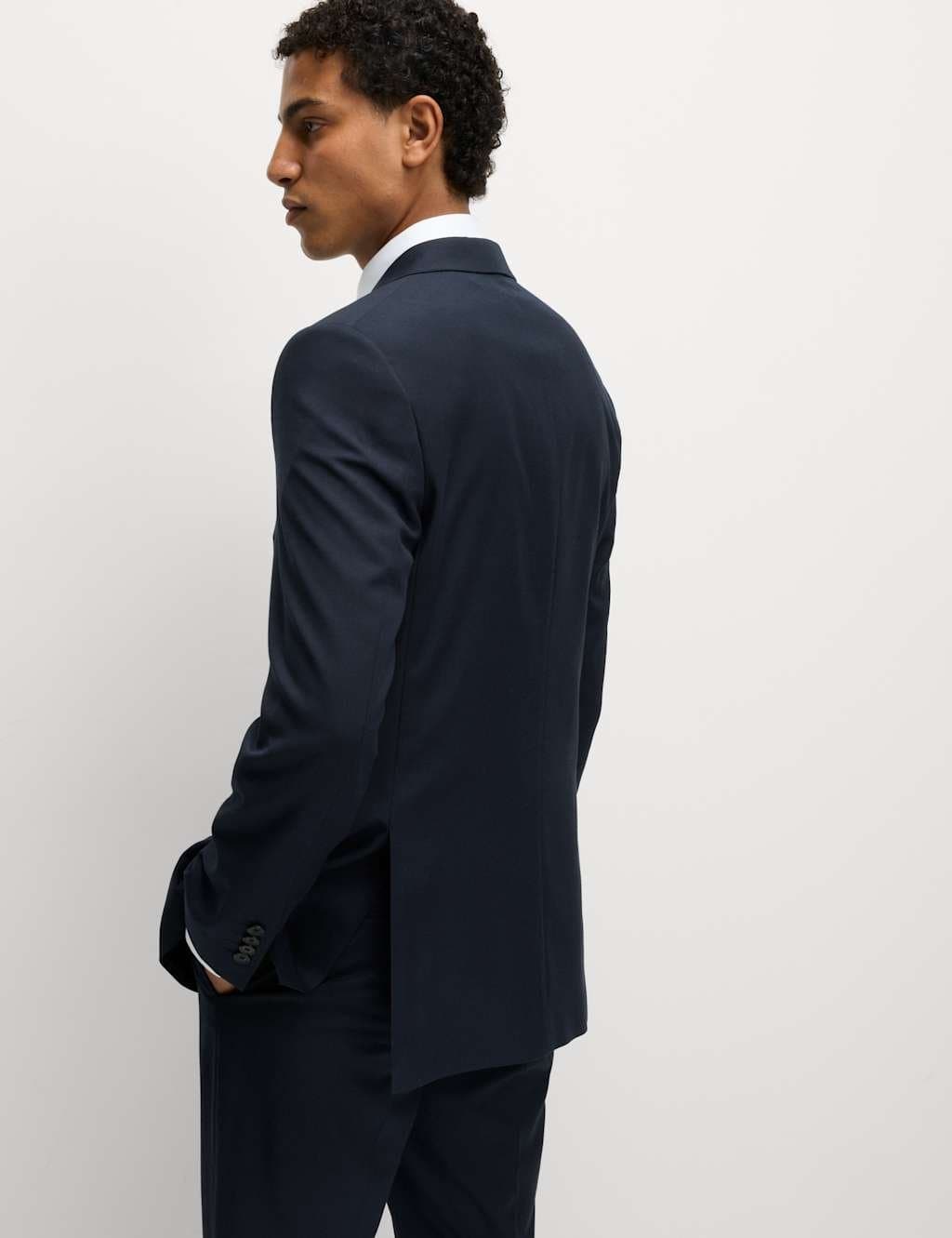 Marks & Spencer M&S Slim Fit Double Breasted Jacket with Stretch Navy - 3