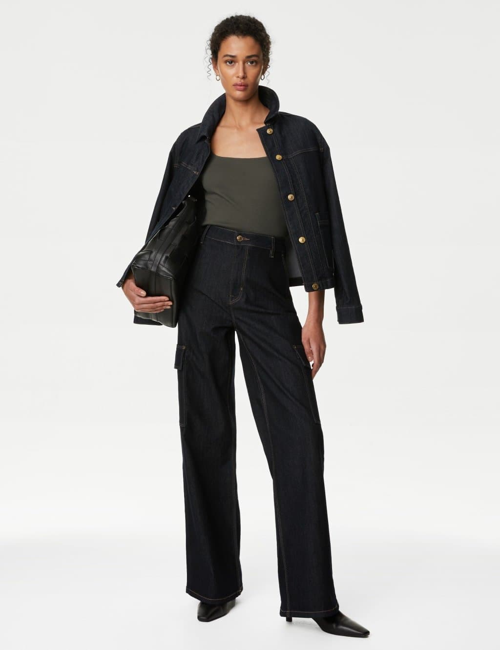 Marks & Spencer M&S Pure Cotton Slim Fit Top Dark Olive