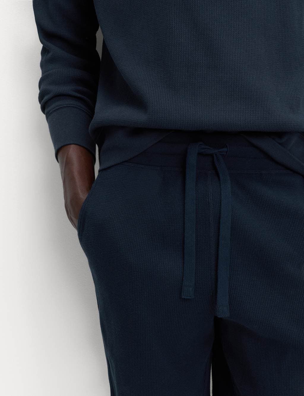 Marks & Spencer M&S Pure Cotton Waffle Loungewear Shorts Navy - 3