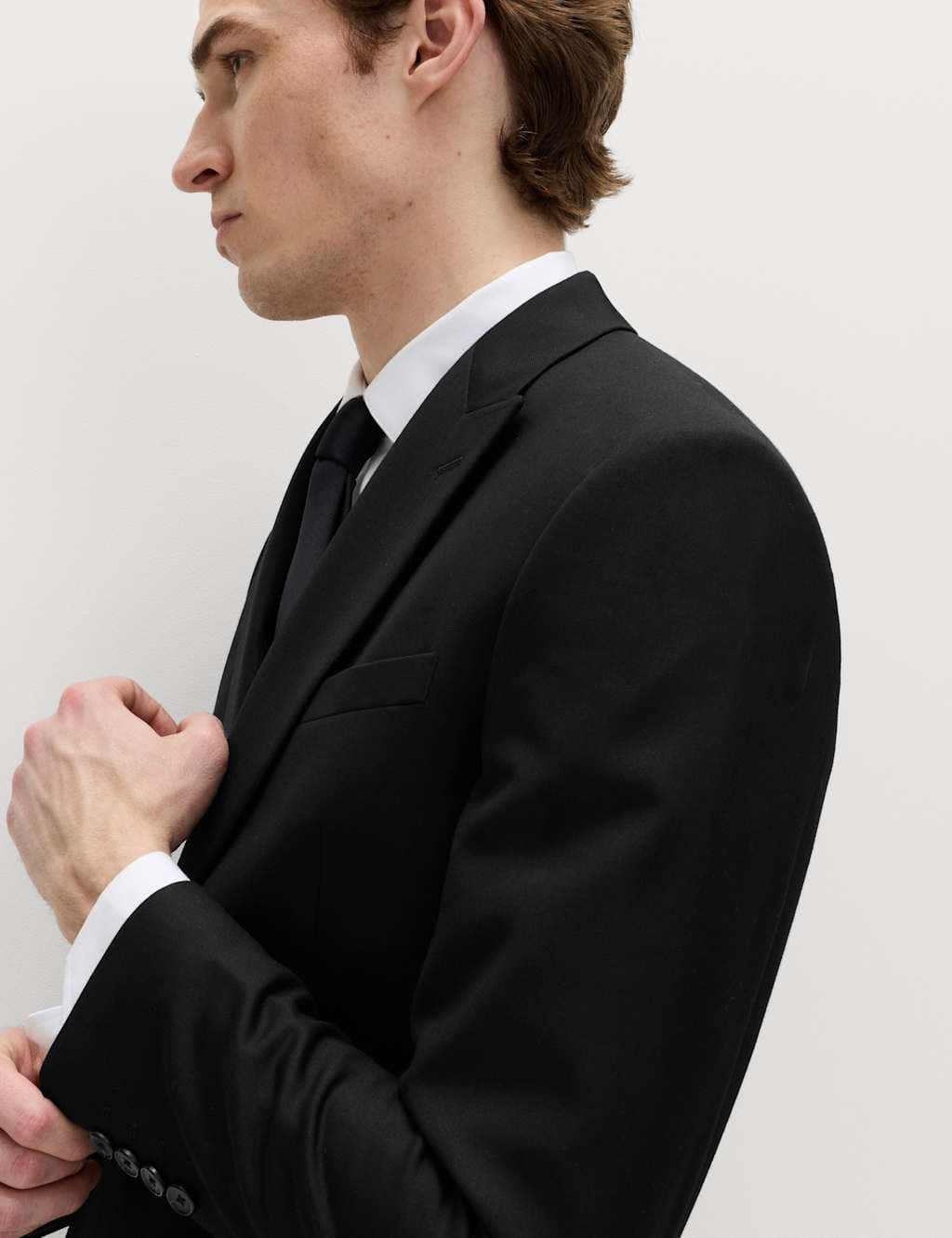 Marks & Spencer M&S Slim Fit Double Breasted Jacket with Stretch Black - 3